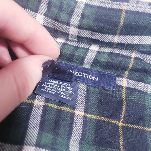 French Connection Plaid Patchwork V-Neck Flannel Blouse - Picture 12 of 14